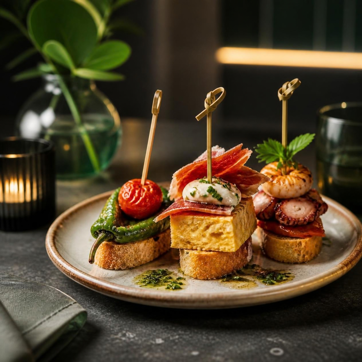 Pinchos in groen Heerlijke tapas gerechten bij den Duuk